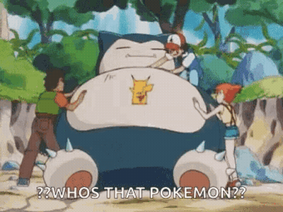 A Group Of Cartoon Characters Are Standing Around A Giant Pokemon . GIF