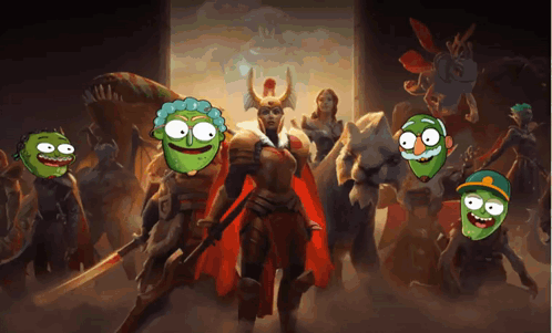 A Group Of Cartoon Characters Are Standing Around A Man In A Red Cape GIF