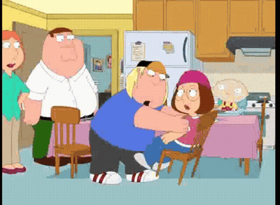 A Group Of Cartoon Characters Are Standing Around A Table In A Kitchen GIF