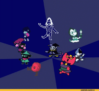 A Group Of Cartoon Characters Are Standing In A Circle With The Website Undertale.reactor.cc In The Bottom Right Corner GIF
