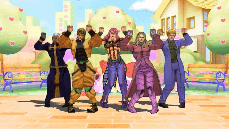 A Group Of Cartoon Characters Are Standing In A Park GIF