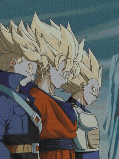 A Group Of Cartoon Characters Are Standing Next To Each Other And One Of Them Has A Belt With The Letter C On It GIF