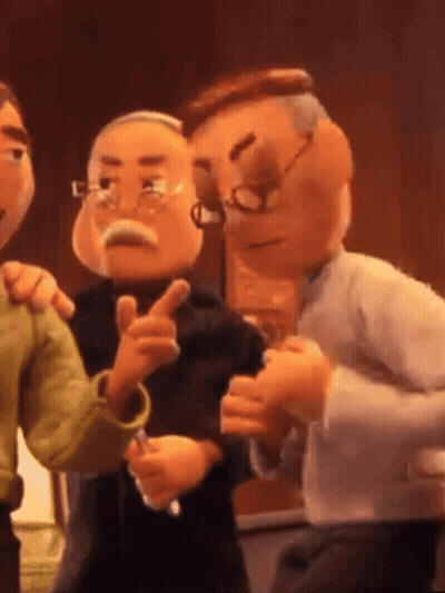 A Group Of Cartoon Characters Are Standing Next To Each Other And One Of Them Has Glasses On GIF