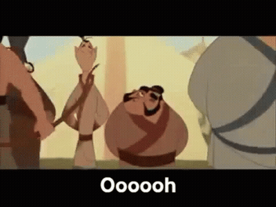 A Group Of Cartoon Characters Are Standing Next To Each Other And One Of Them Is Holding A Stick . GIF