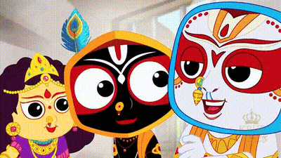 A Group Of Cartoon Characters Are Standing Next To Each Other And Smiling . GIF