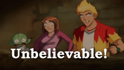 A Group Of Cartoon Characters Are Standing Next To Each Other And The Words Unbelievable Are On The Bottom GIF