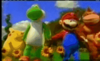 A Group Of Cartoon Characters Are Standing Next To Each Other In A Field Of Sunflowers GIF