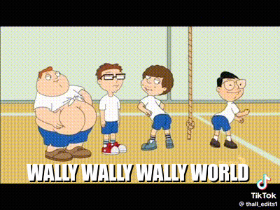A Group Of Cartoon Characters Are Standing Next To Each Other On A Court . GIF