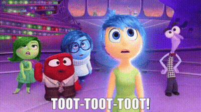 A Group Of Cartoon Characters Are Standing Next To Each Other With The Words Toot-Toot-Toot Written On The Bottom GIF
