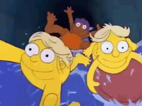 Cartoon Characters Swimming In Pool GIF
