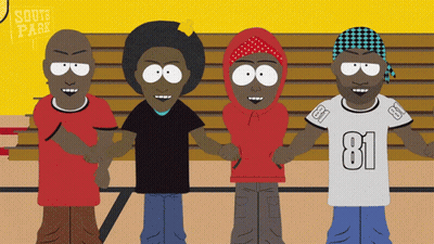 A Group Of Cartoon Characters From South Park Holding Hands GIF