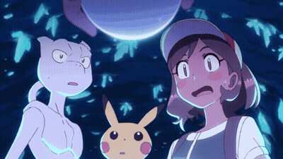 A Group Of Cartoon Characters Including A Pikachu And A Mewtwo GIF