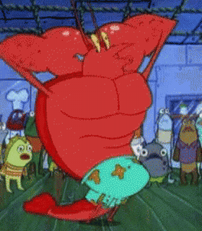A Group Of Cartoon Characters Including A Red Lobster GIF
