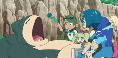 A Group Of Cartoon Characters Including A Snorlax GIF