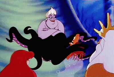 A Group Of Cartoon Characters Including Ariel And Ursula Are In A Scene From The Little Mermaid GIF