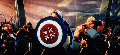 A Group Of Cartoon Characters Including Captain America And Thor GIF