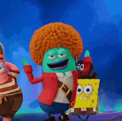 A Group Of Cartoon Characters Including Patrick Star And Spongebob Squarepants GIF