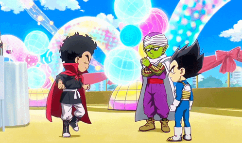 A Group Of Cartoon Characters Including Piccolo And Vegeta GIF