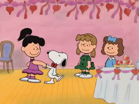 A Group Of Cartoon Characters Including Snoopy And Lucy GIF