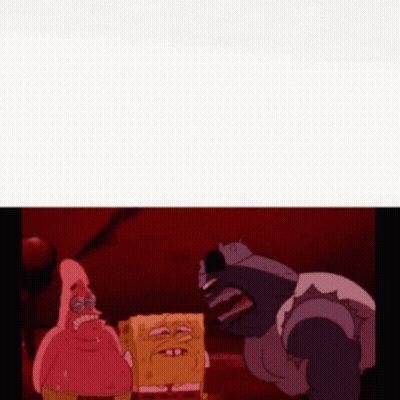A Group Of Cartoon Characters Including Spongebob And Patrick Are Standing Next To Each Other With A Red Background . GIF