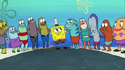 A Group Of Cartoon Characters Including Spongebob Squarepants GIF