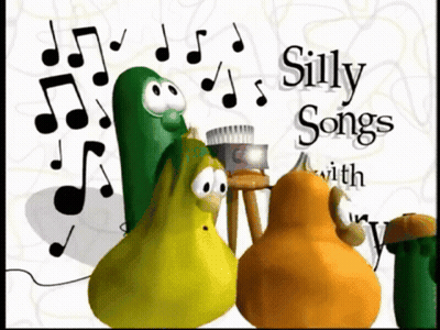 A Group Of Cartoon Characters Singing Silly Songs Together GIF
