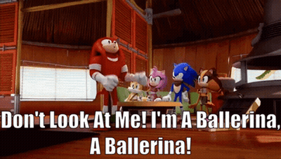 A Group Of Cartoon Characters Sitting Around A Table With The Caption " Don T Look At Me GIF