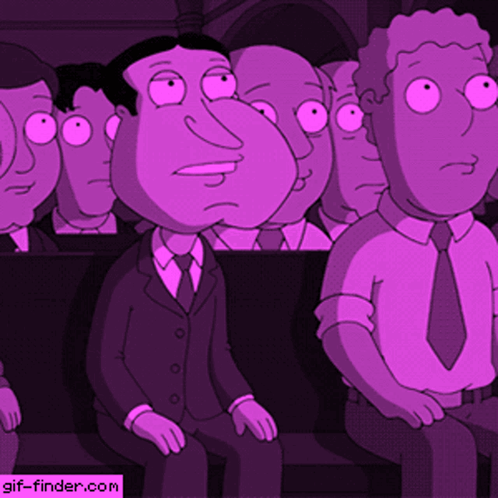 A Group Of Cartoon Characters Sitting In A Dark Room With A Gif-Finder.com Watermark GIF