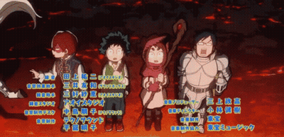 A Group Of Cartoon Characters Standing Next To Each Other With Chinese Writing GIF