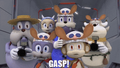 A Group Of Cartoon Characters Standing Next To Each Other With Gaspi Written On The Bottom GIF