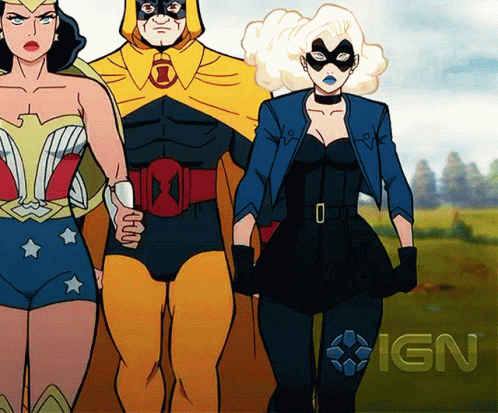 A Group Of Cartoon Characters Standing Next To Each Other With Ign In The Bottom Right Corner GIF