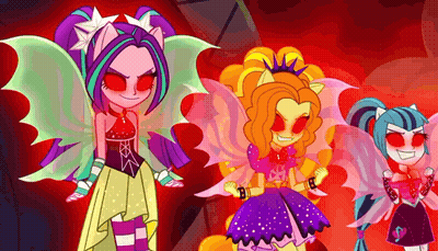 A Group Of Cartoon Characters With Red Eyes And Wings GIF