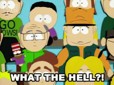 A Group Of Cartoon Characters With The Words What The Hell Written In Black GIF