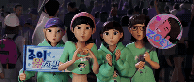A Group Of Cartoon Girls Are Holding A Sign That Says Zoey GIF