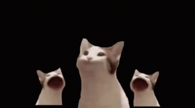 A Group Of Cats With Their Mouths Open On A Black Background . GIF