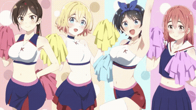 A Group Of Cheerleaders With The Letter K On Their Shirts GIF