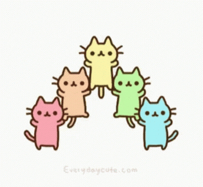 A Group Of Colorful Cats Are Standing In A Circle On A White Background . GIF