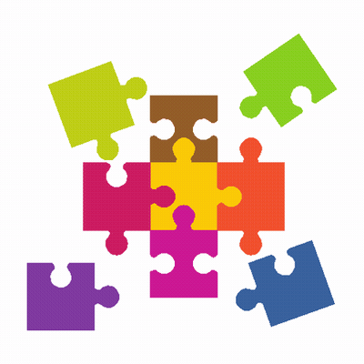 A Group Of Colorful Puzzle Pieces Are Stacked On Top Of Each Other GIF