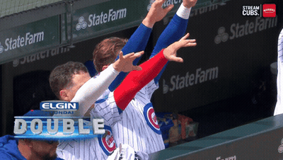 A Group Of Cubs Players Are Doing A Double GIF