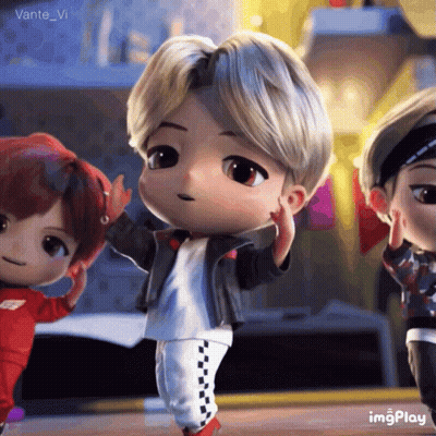A Group Of Dolls Are Standing Next To Each Other And One Of Them Has The Word Imgplay On The Bottom Right GIF