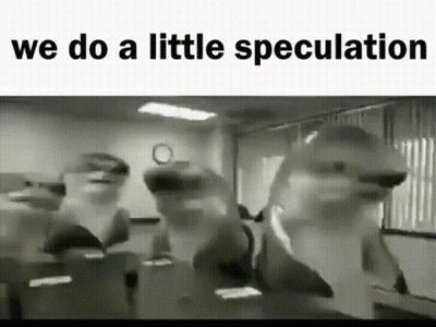 A Group Of Dolphins Are Dancing In A Room With The Words We Do A Little Speculation Below Them GIF