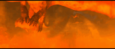A Group Of Dragons Are Flying Through A Fire Filled Area GIF