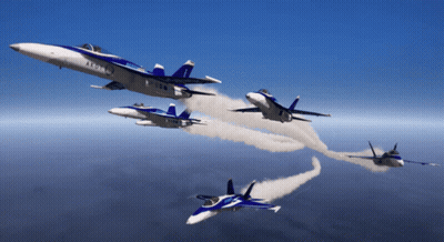 A Group Of Fighter Jets Are Flying In Formation And One Of Them Has The Letters Axx On It GIF