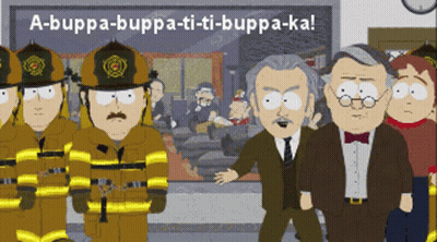 A Group Of Firefighters Standing In Front Of A Sign That Says A-Buppa-Buppa GIF