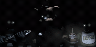 A Group Of Five Nights At Freddy 'S Characters Including Freddy The Bear GIF