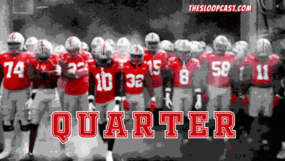 A Group Of Football Players Are Lined Up In A Row And The Word Quarter Is On The Bottom Right GIF