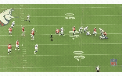 A Group Of Football Players Are Running On A Field With A Nfl Logo In The Background GIF