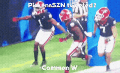 A Group Of Football Players On A Field With A Caption That Says " Pickens Szn Tweeted " GIF