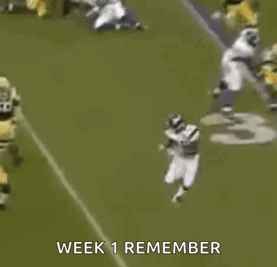 A Group Of Football Players On A Field With The Words Week 1 Remember Written Above Them . GIF