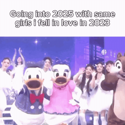A Group Of Girls Are Dancing With Donald Duck And Daisy Duck In A Meme . GIF